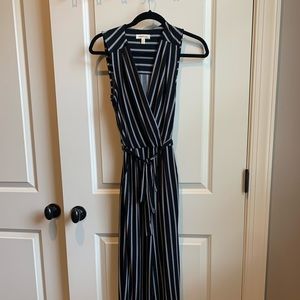 Monteau black and white striped jumpsuit